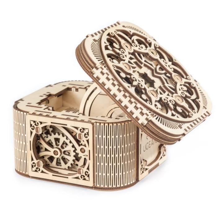 UGEARS Treasure Box Kit Wood Multicolor small Functional Jewelry Storage Jigsaw UGEARS Treasure Box Kit Wood Multicolor small Functional Jewelry Storage Jigsaw