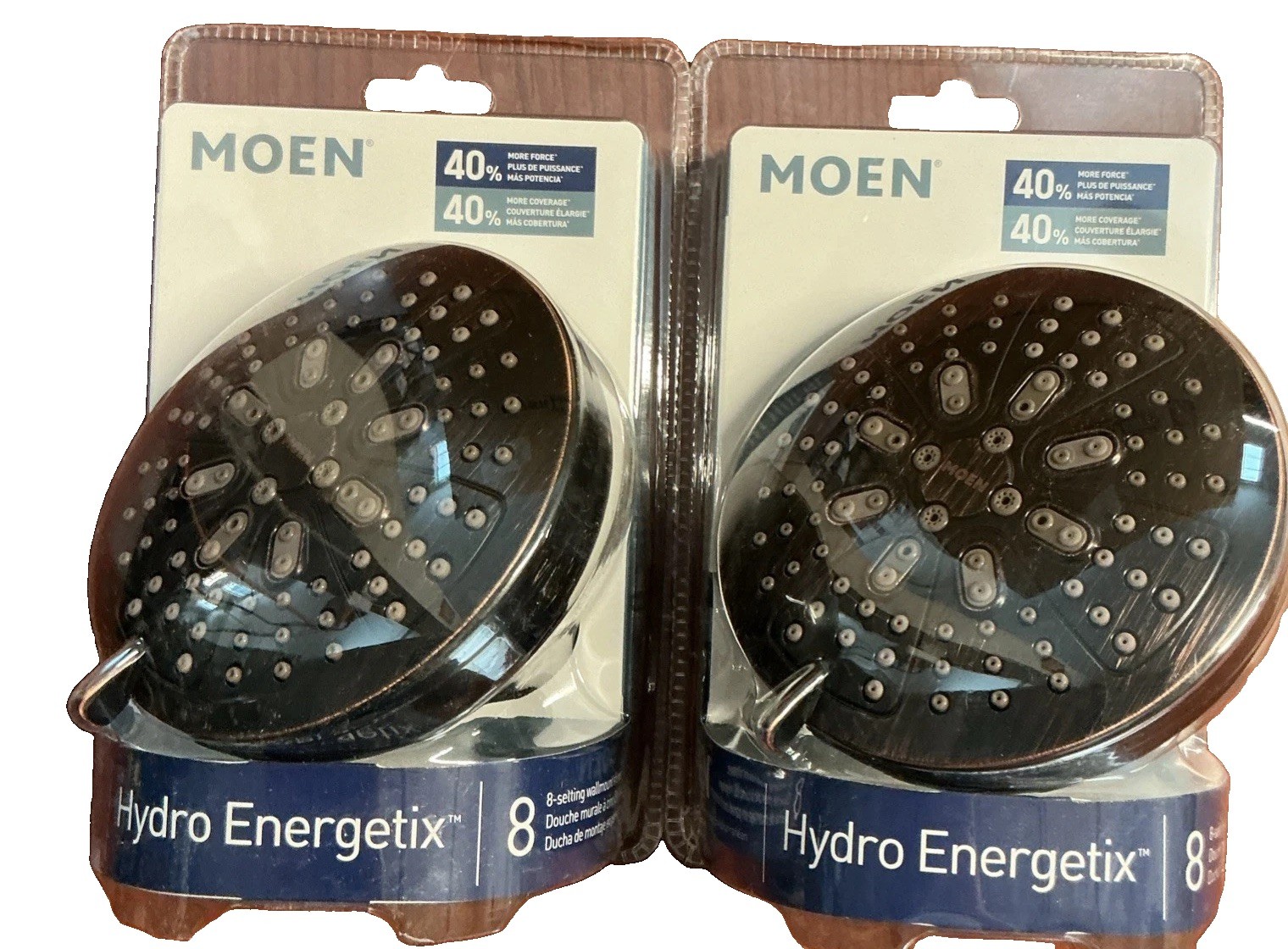 NEW 2-PK MOEN HydroEnergetix 8-Spray WallMount Shower Head Bronze B324
