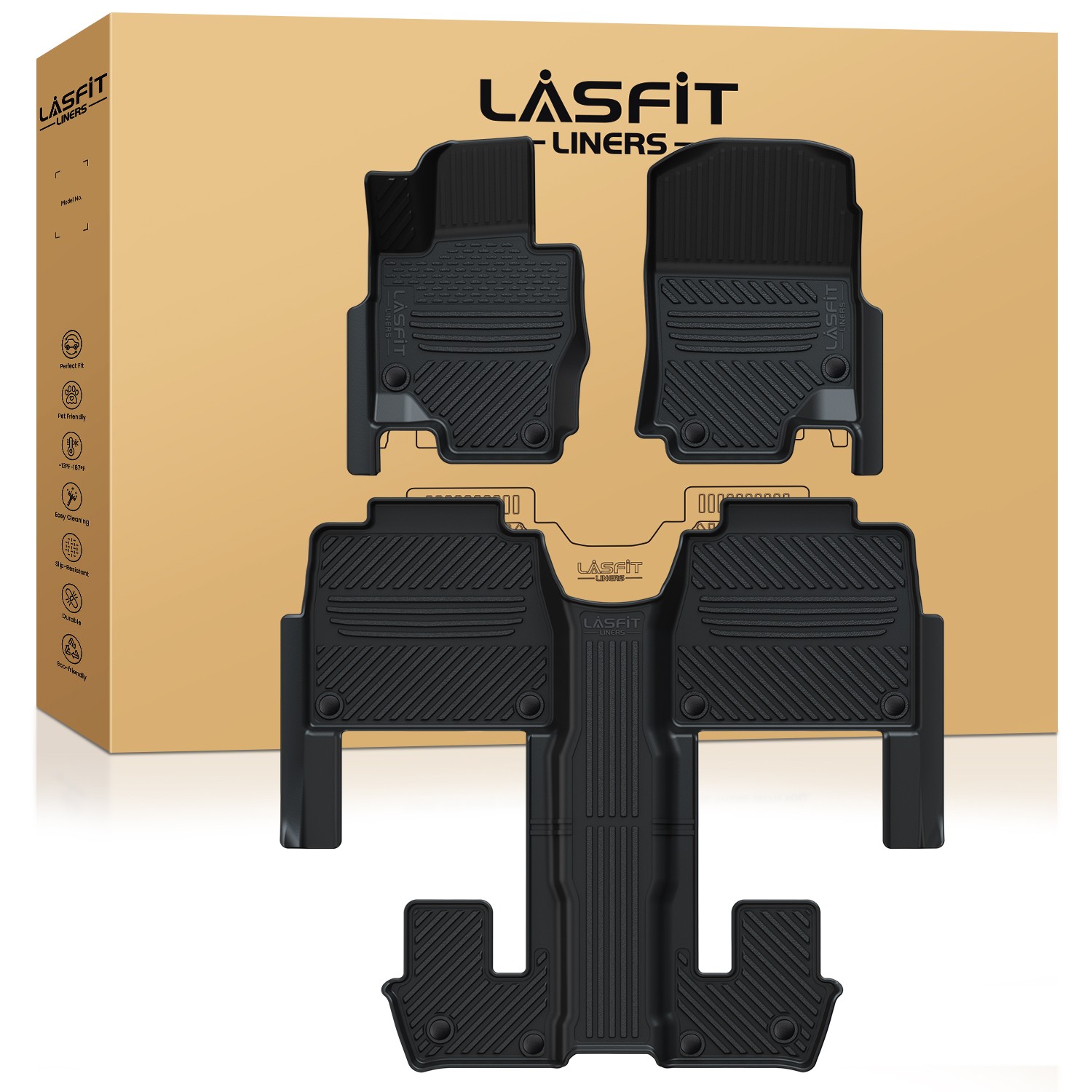 LASFIT Floor Mats for Mercedes Benz GLS450 GLS580 GLS63 AMG 2020-2026 Cargo Mat