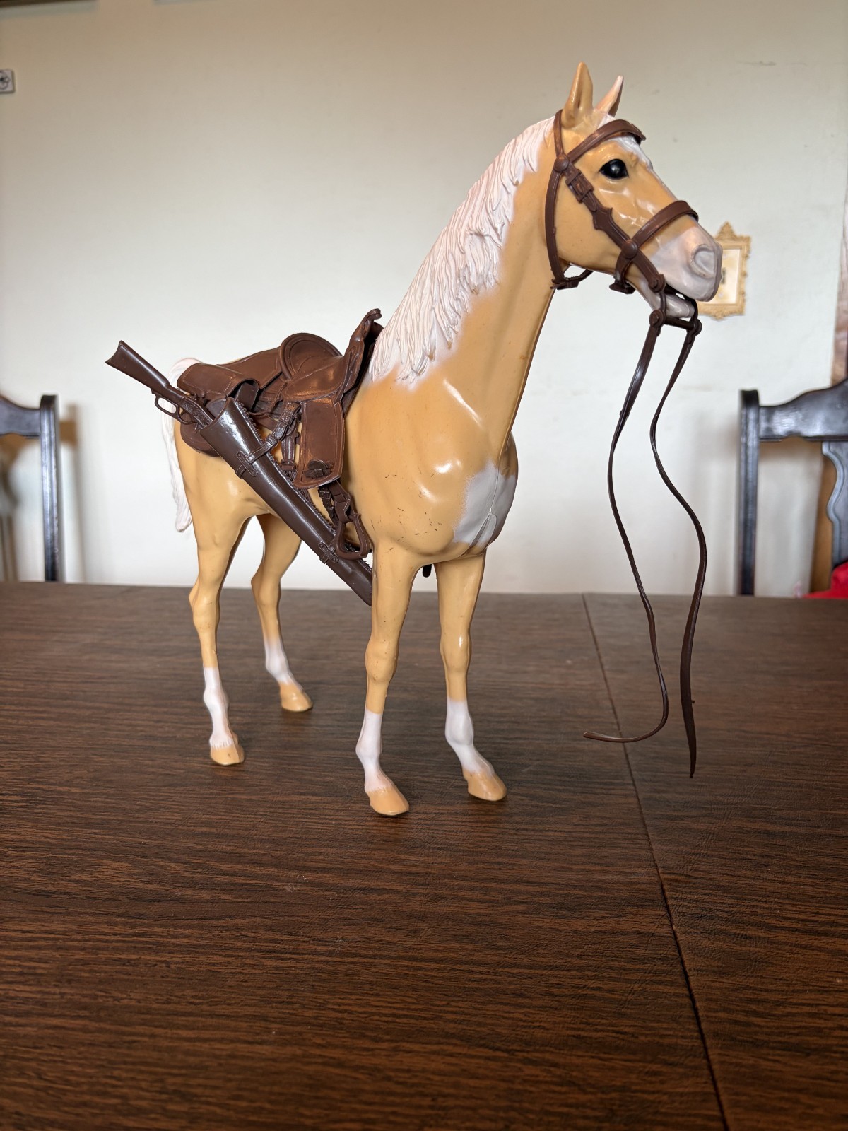 Vintage Marx 1965 Johnny West Thunderbolt Palomino Horse w/ Brown Cavalry Tack Vintage Marx 1965 Johnny West Thunderbolt Palomino Horse w/ Brown Cavalry Tack