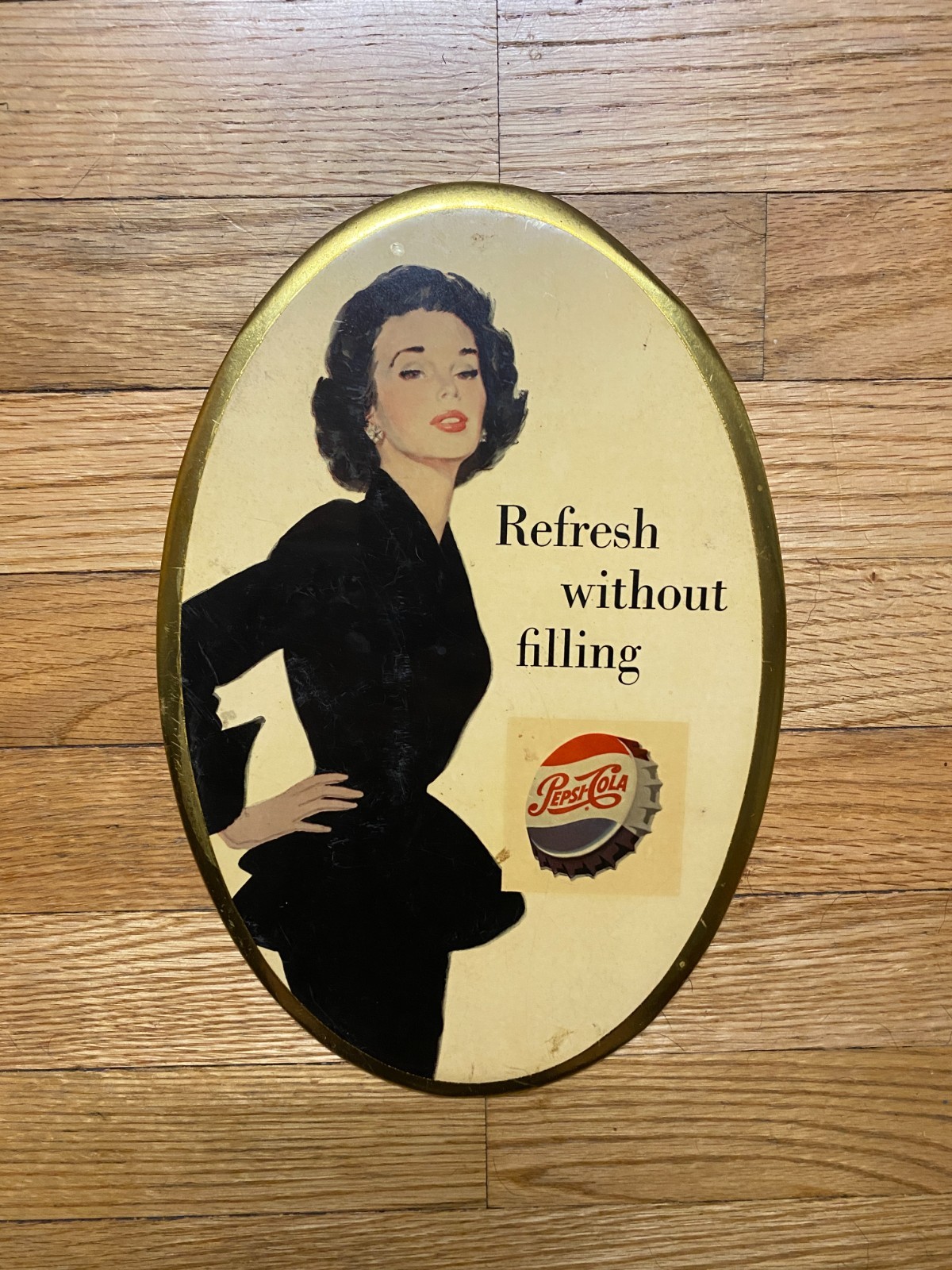 VINTAGE PEPSI TIN SODA SIGN TOC REFRESH WITHOUT FILLING - MEASURES 12 VINTAGE PEPSI TIN SODA SIGN TOC REFRESH WITHOUT FILLING - MEASURES 12