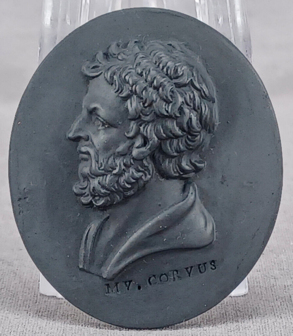 Wedgwood Marcus Valerius Corvus Black Basalt Portrait Medallion Plaque