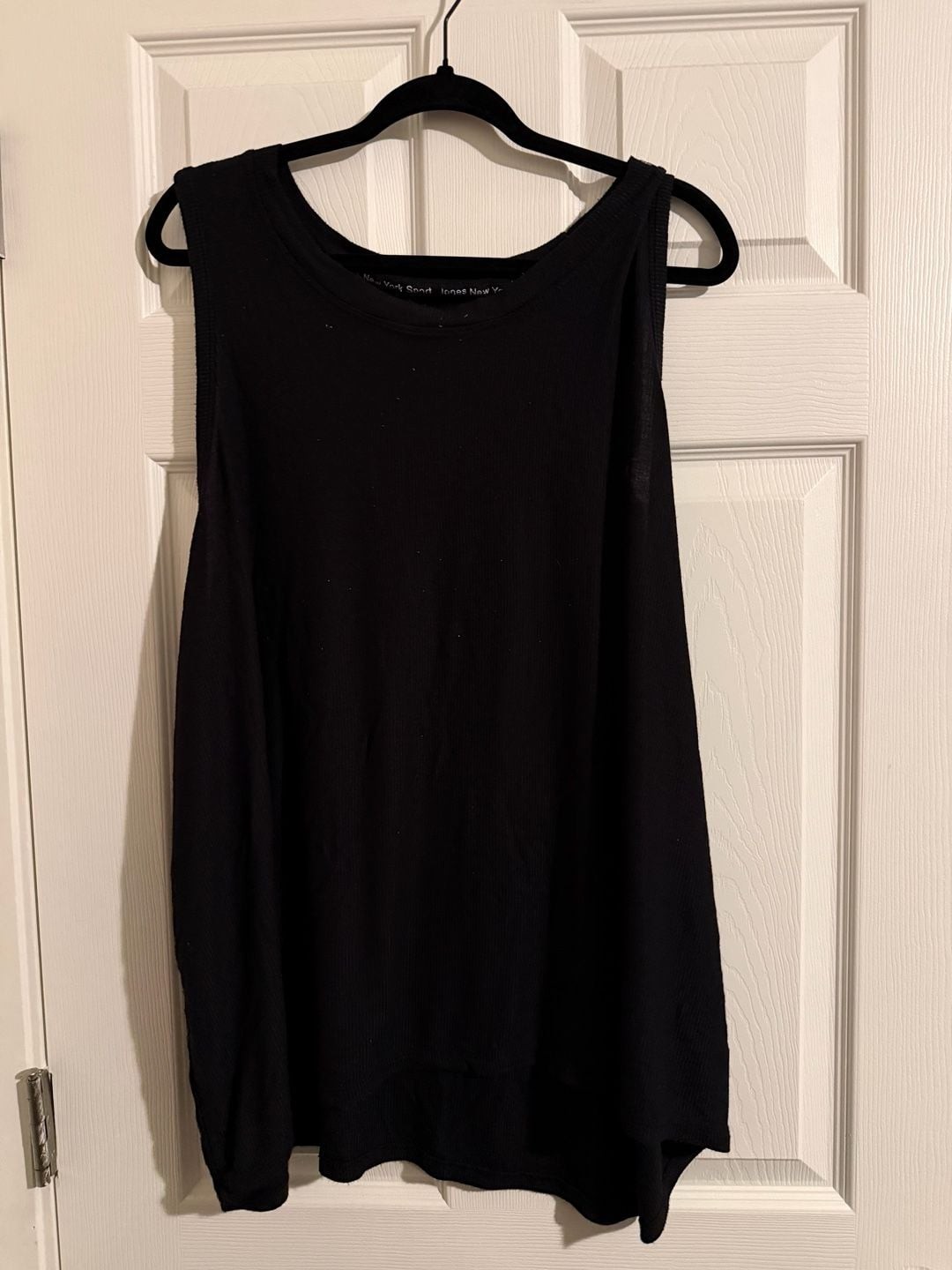 Jones New York Sport Tank Top Size 3X Black Ribbed Rayon Spandex