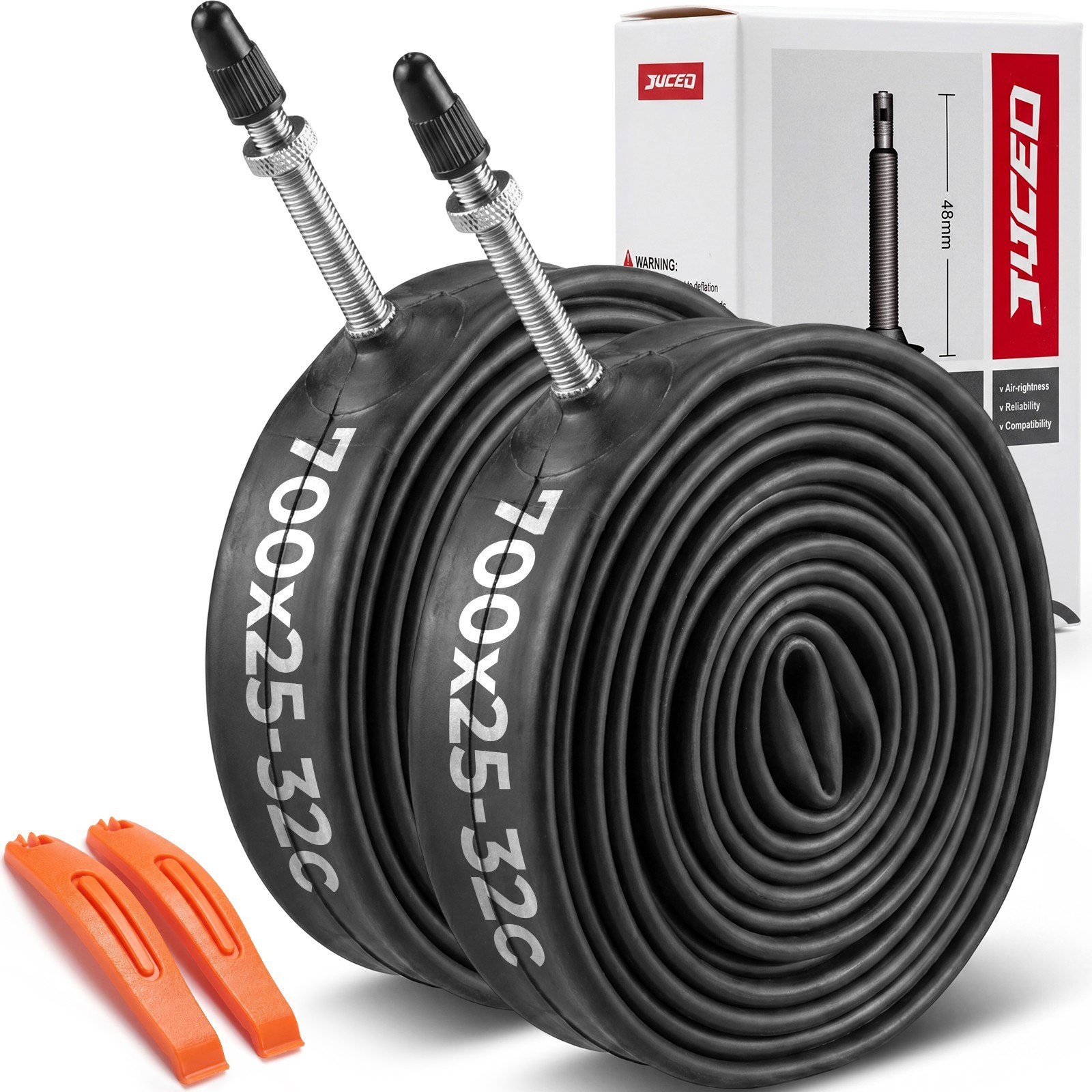 2-PCS 700x25C/28C/32C Bike Tubes(25/32-622) Tire Lever 700C Bicycle Butyl Rubber