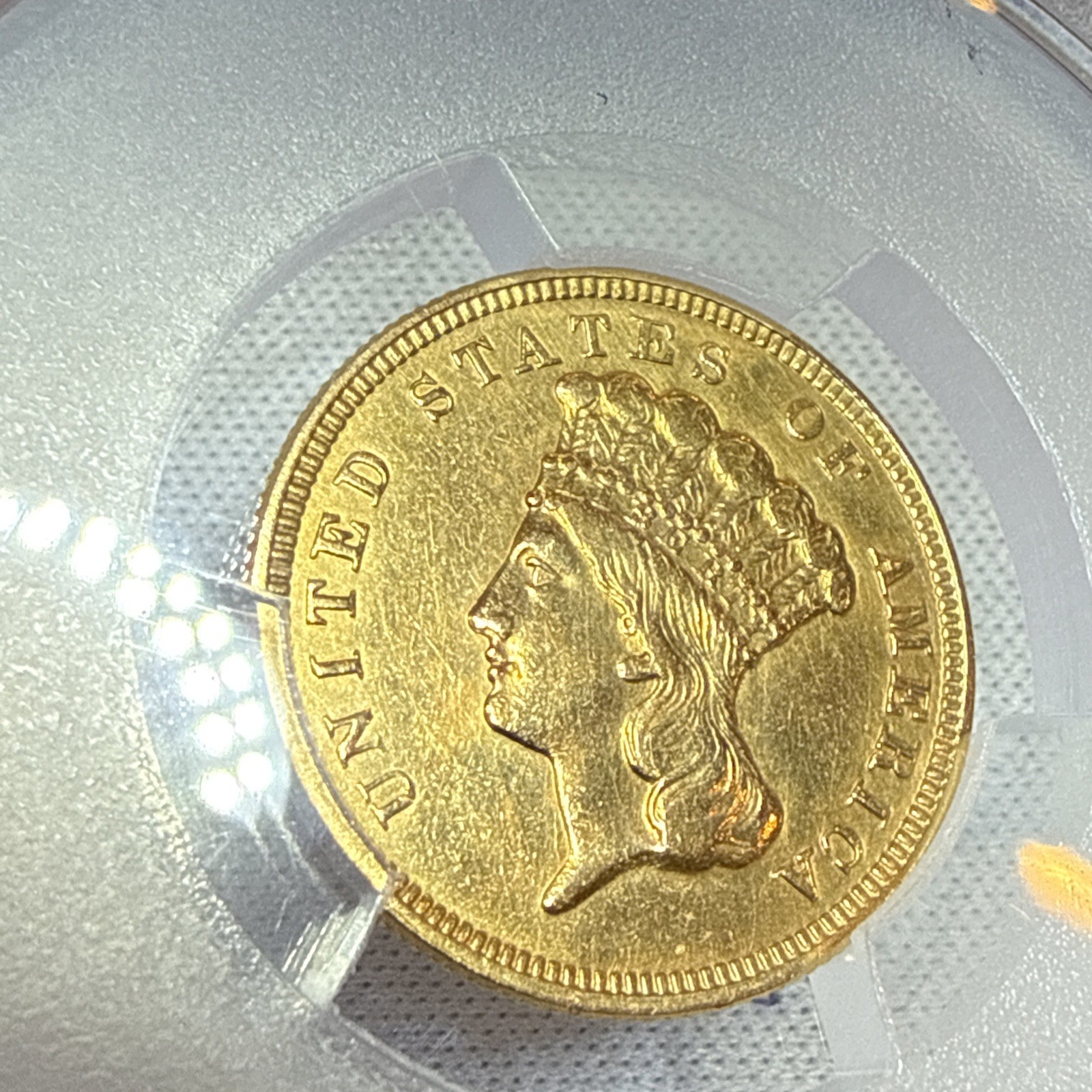 1857 Three Dollar Indian Gold Coin $3 - Certified PCGS AU Details - Rare Coin 1857 Three Dollar Indian Gold Coin $3 - Certified PCGS AU Details - Rare Coin