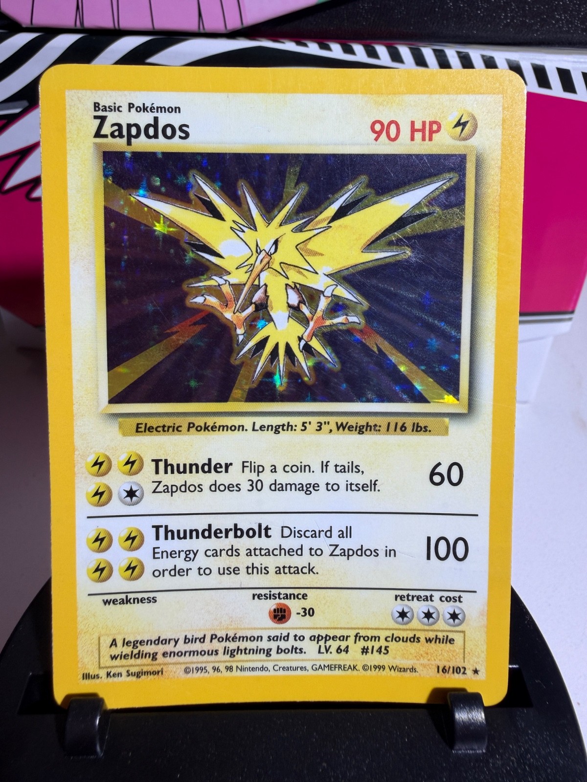 Pokémon TCG Zapdos Base Set 16/102 Holo 1999-2000 Wizards Base Set Copyright...