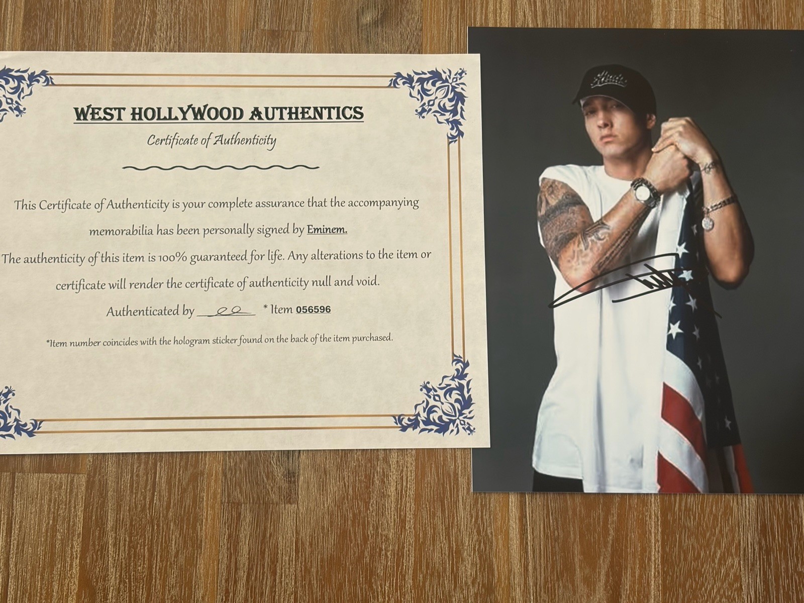 EMINEM autographed 8x10 photo, signed, authentic, Slim Shady, COA