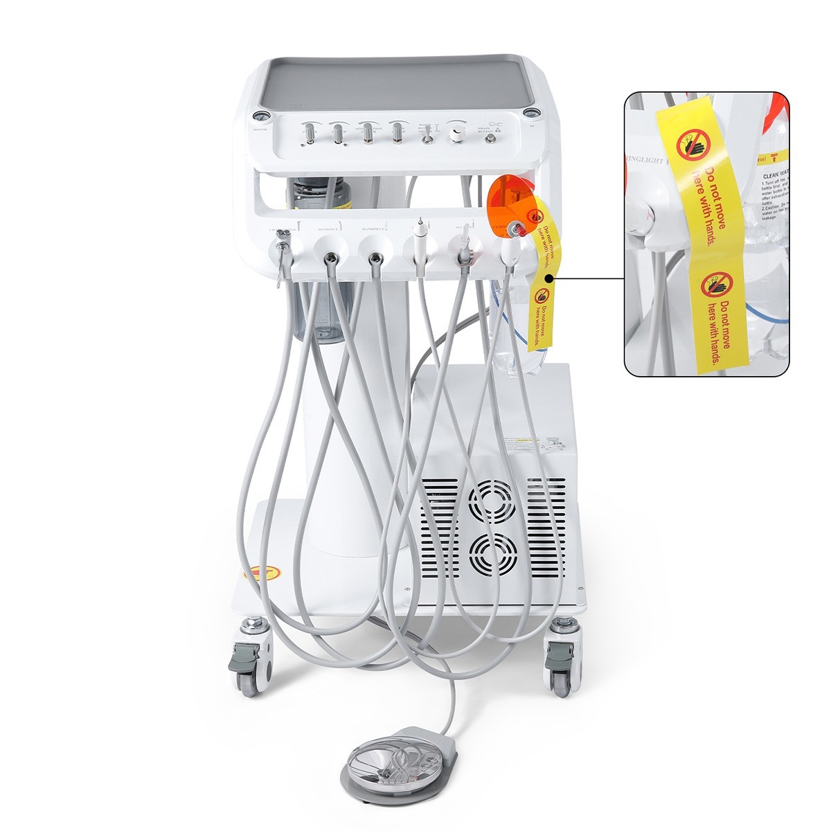 Dental mobile Delivery Unit Treatment Cart with Compressor scaler Curing Light Dental mobile Delivery Unit Treatment Cart with Compressor scaler Curing Light