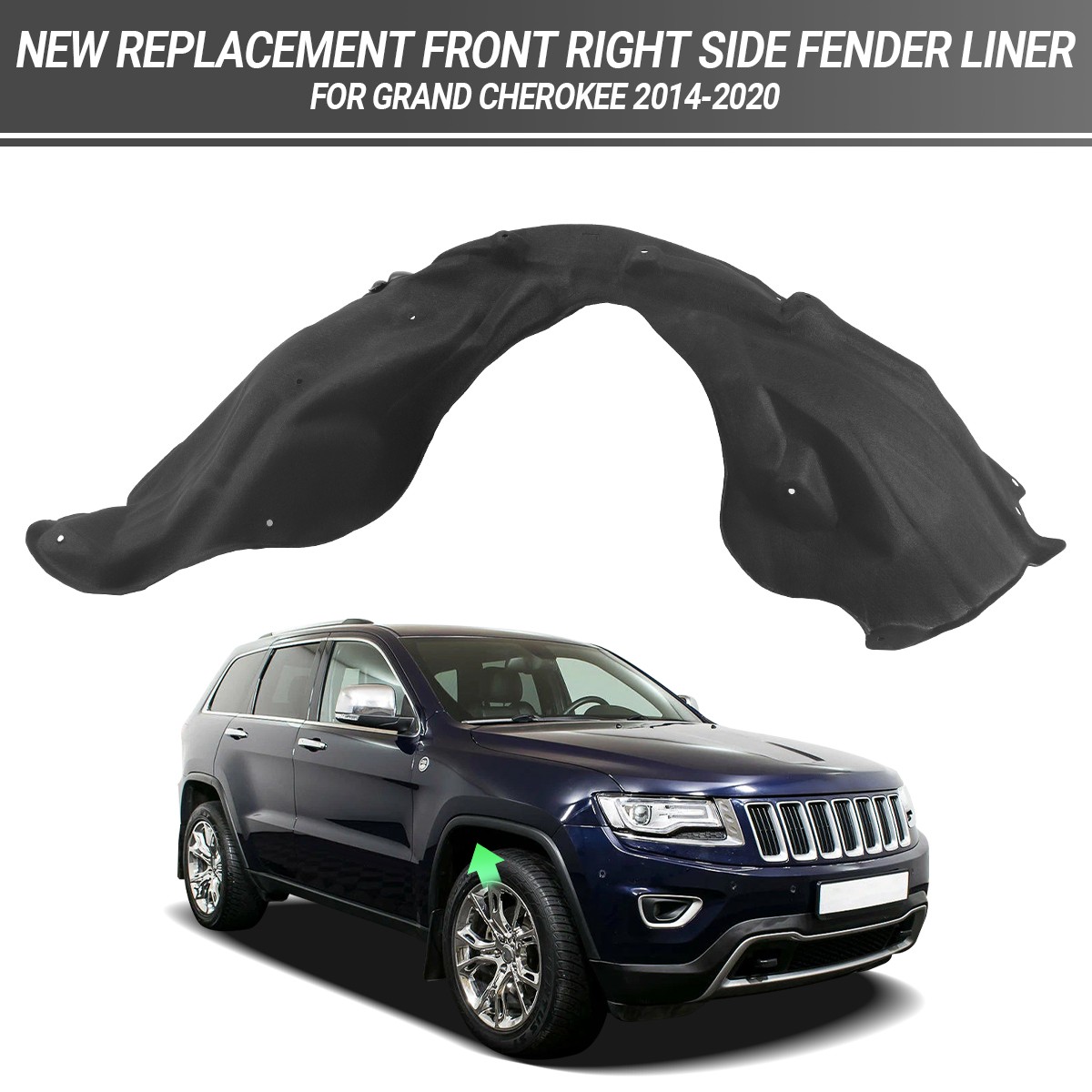 Front Fender Liner For Jeep Grand Cherokee 2014-2021 Right Passenger Side Inner Front Fender Liner For Jeep Grand Cherokee 2014-2021 Right Passenger Side Inner