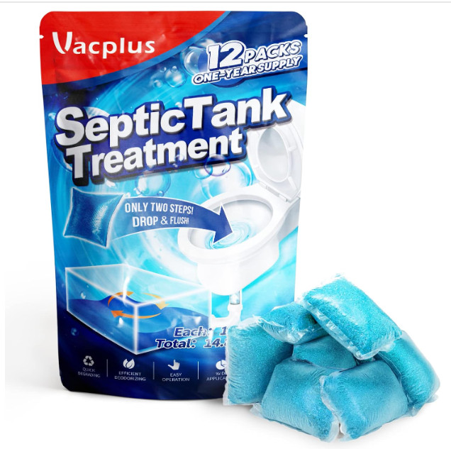 Septic Tank Treatment 12 Pcs for 1 Year Supply Dissolvable Packs Easy Operation