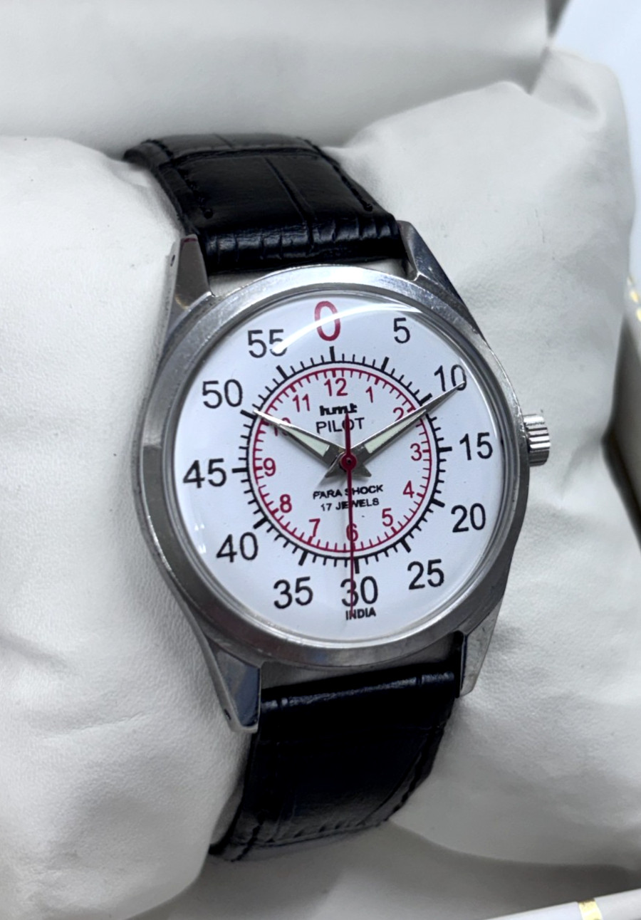 Vintage Refurbished HMT Pilot White 17 Jewels Hand Winding men\'s Wrist Watch