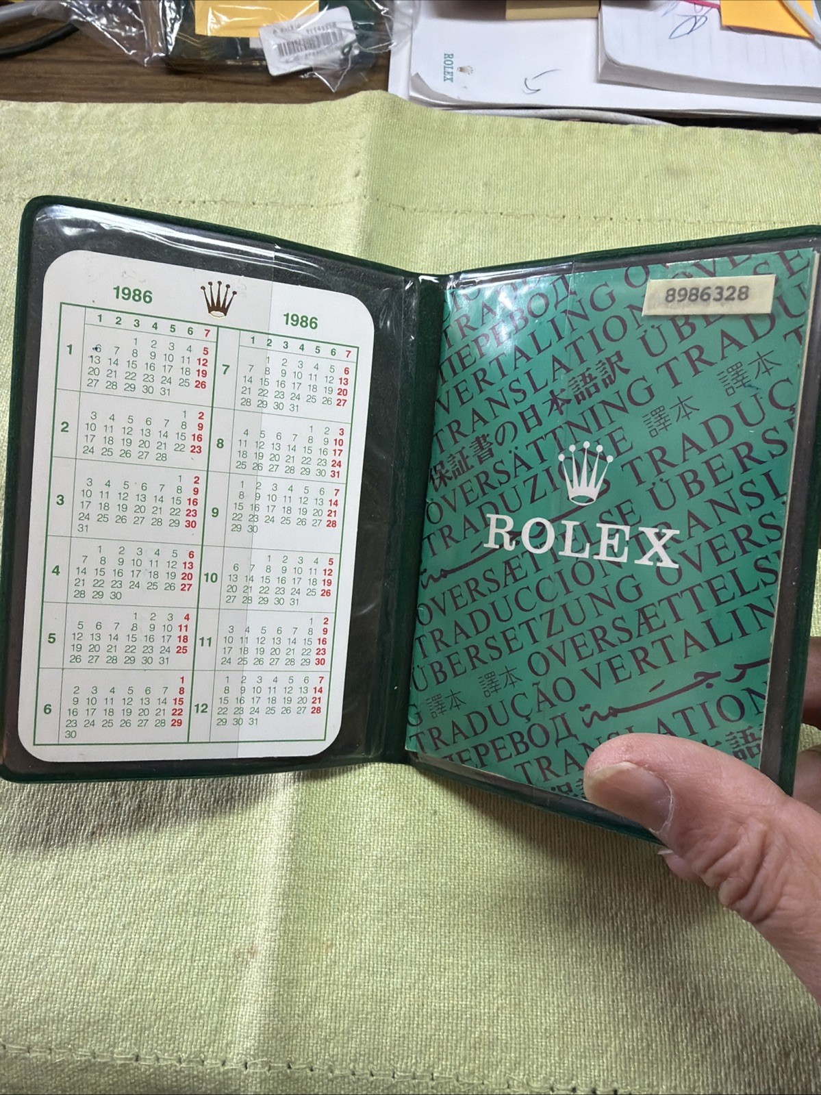 Vintage Rolex wallet /paper holder; translation Book (1986) &1986 calendar Set❗️ Vintage Rolex wallet /paper holder; translation Book (1986) &1986 calendar Set❗️