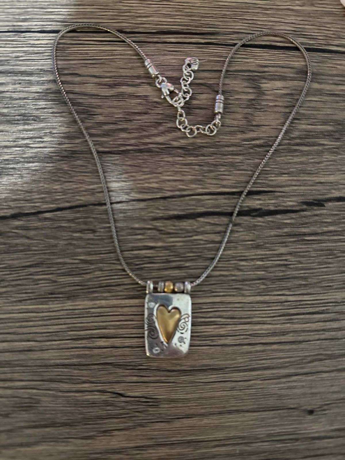 Brighton Remember Your Heart Pendant Necklace Two-Tone Heart Silver Gold Brighton Remember Your Heart Pendant Necklace Two-Tone Heart Silver Gold