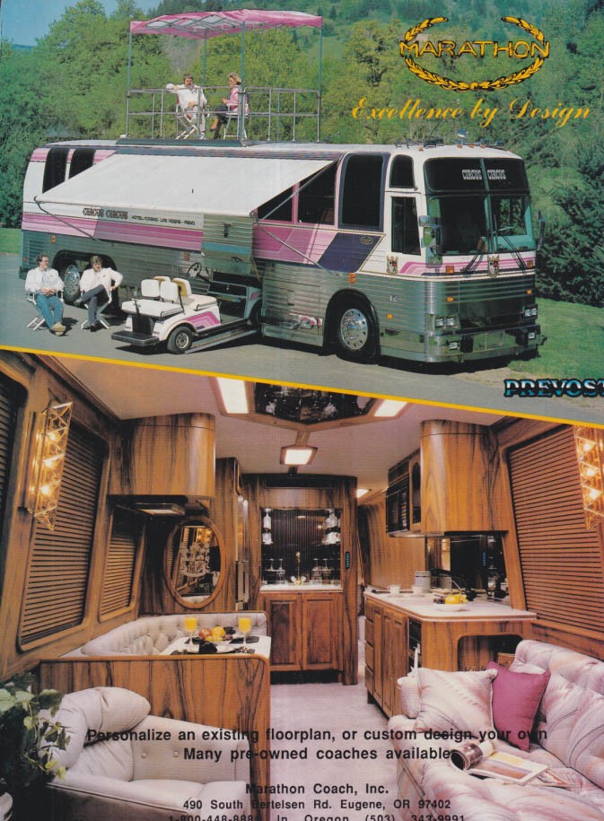 Excellence by Design: Marathon Prevost Custom Coach Bus ad 1988 1989