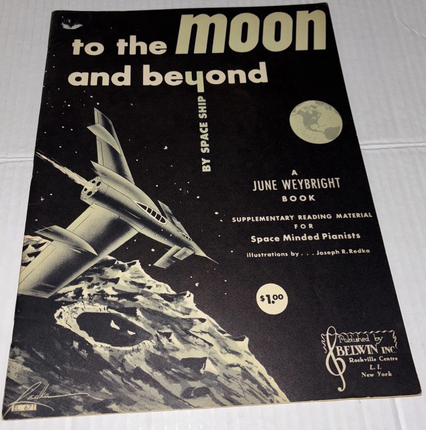 VTG 1953 Moon and Beyond Space Ship Piano Music Jos. Redka Weybright Belwin Inc