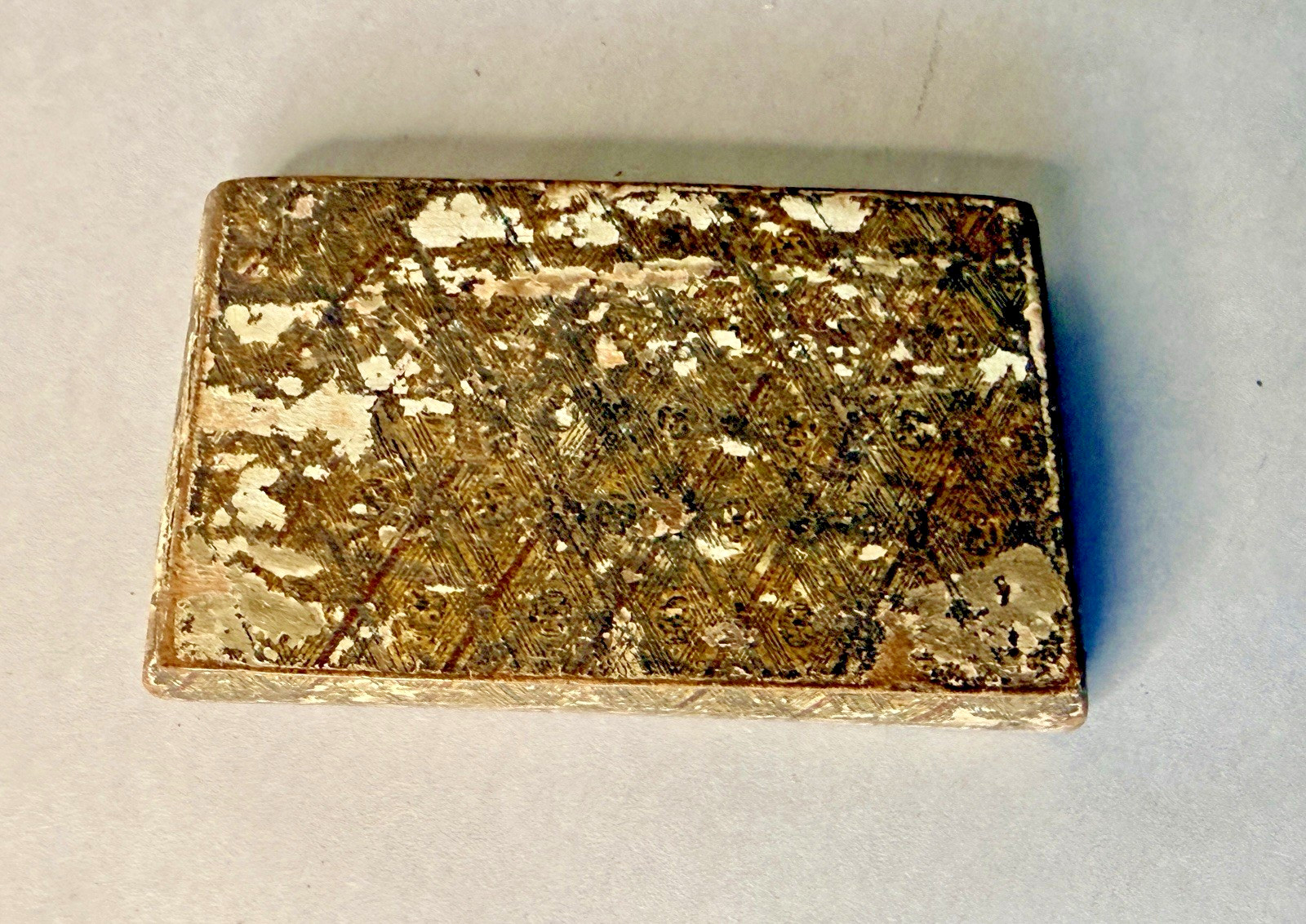 Antique 19th C Gilt Decorated Wood Snuff Box Hinged Tobacco Box Antique 19th C Gilt Decorated Wood Snuff Box Hinged Tobacco Box