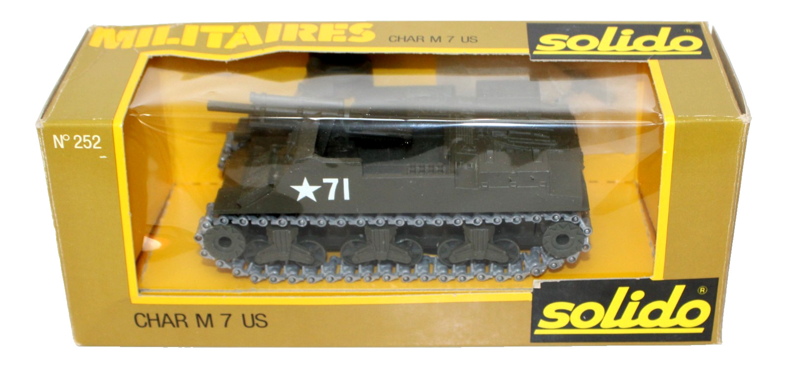 Vtg Solido 252 Military 1:50 Char M7 US Tank #71 Mint Boxed NRFB France Vtg Solido 252 Military 1:50 Char M7 US Tank #71 Mint Boxed NRFB France