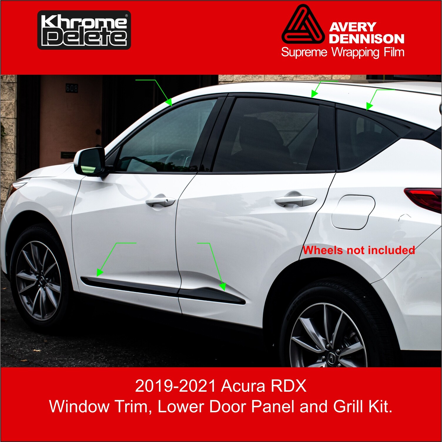 Complete Chrome Delete Vinyl Overlay for the 2019-2022 Acura RDX (Glossy Black) Complete Chrome Delete Vinyl Overlay for the 2019-2022 Acura RDX (Glossy Black)
