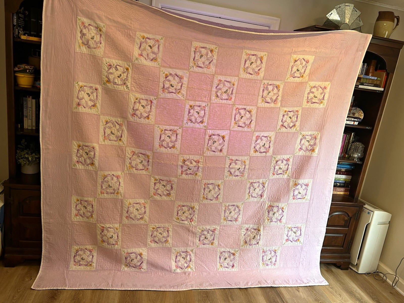 Vintage Handmade Embroidered Quilt