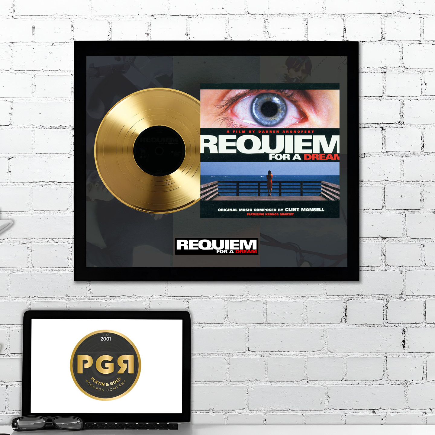 Requiem for a Dream Gold Record Wall Art Framed Vinyl Movie Poster Decor