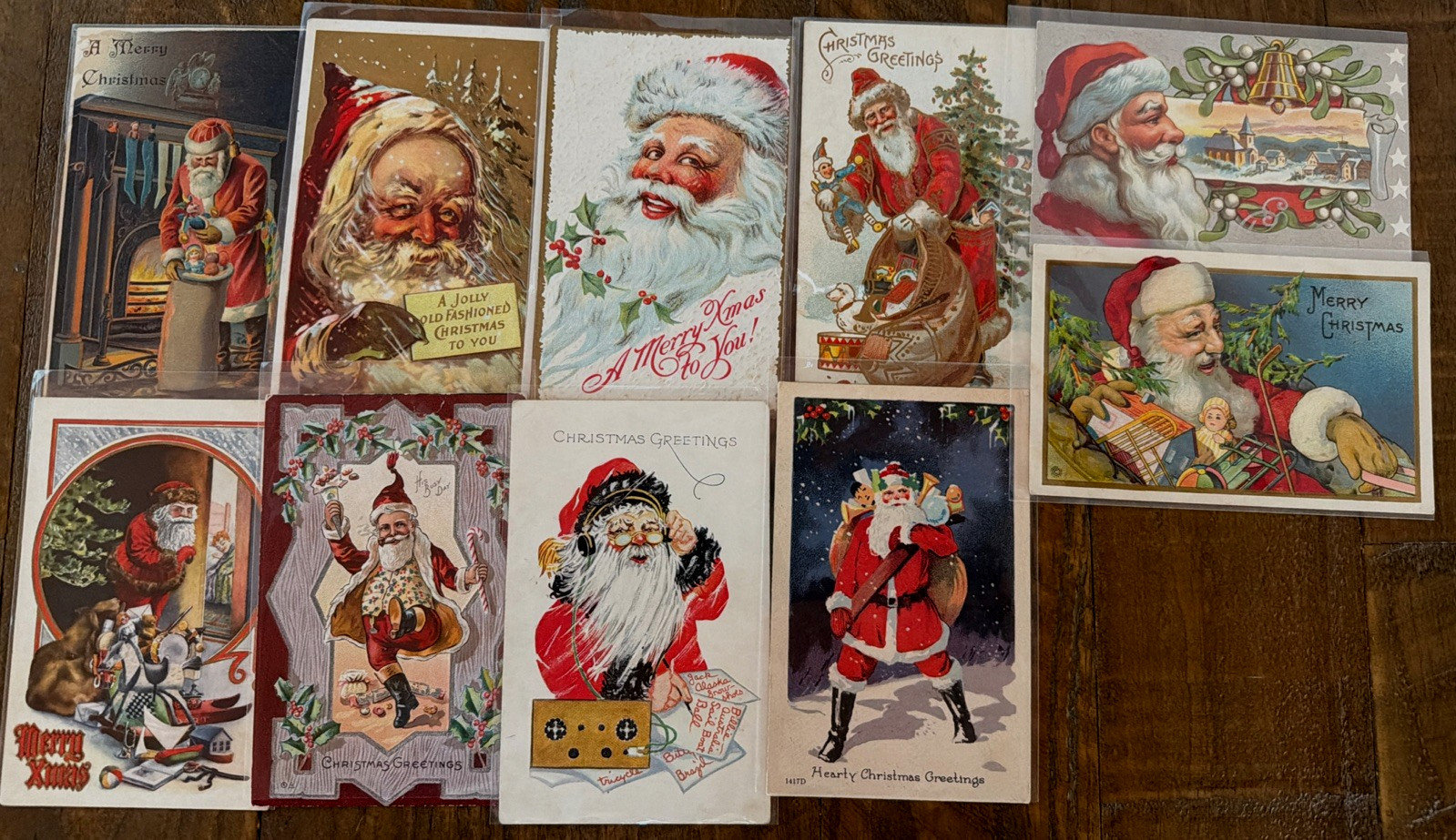 Big~Lot of 10~Antique~SANTA CLAUS~Christmas Postcards~Great Variety~Vintage~s795