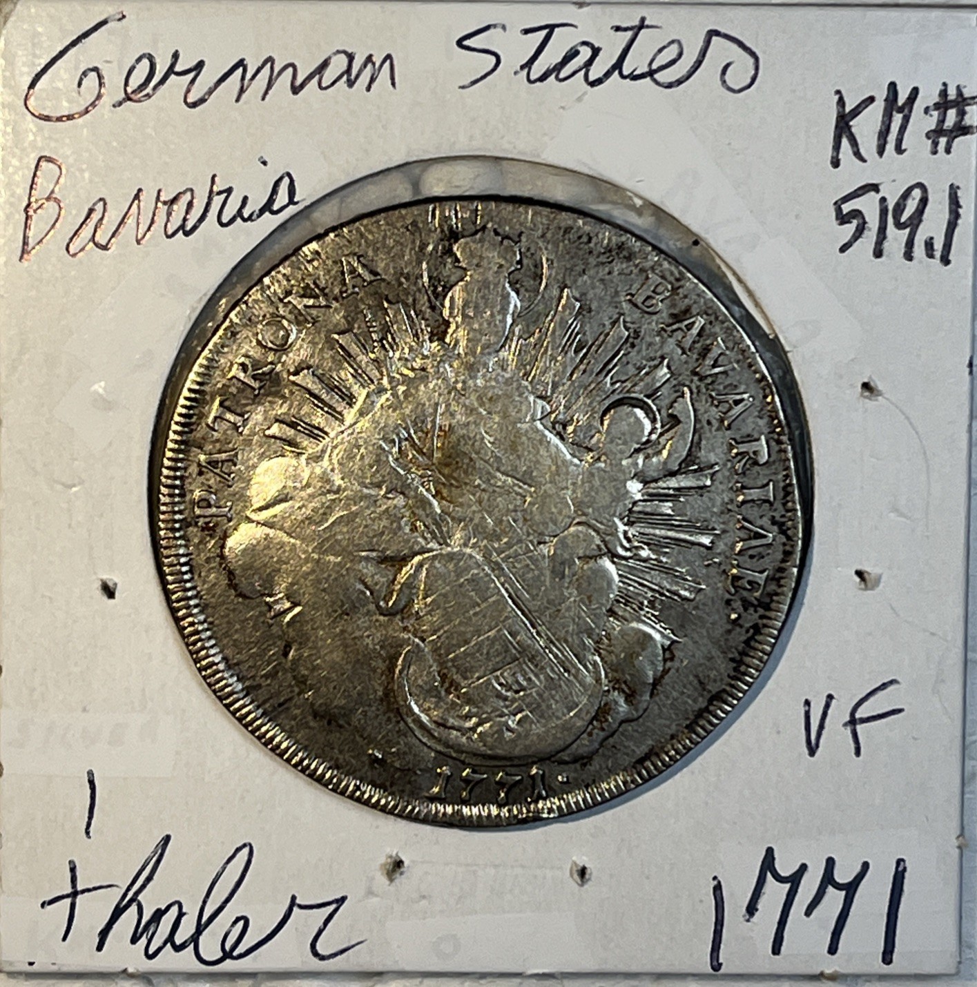 1771 German States Bavaria Silver Thaler Madonna and Child VF Condition KM#519.1