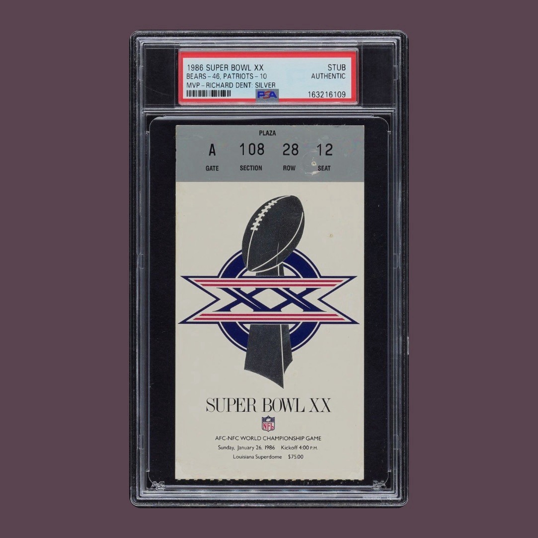 Super Bowl XX 20 Ticket Stub 1985-1986 Chicago Bears NFL PSA Authentic READ