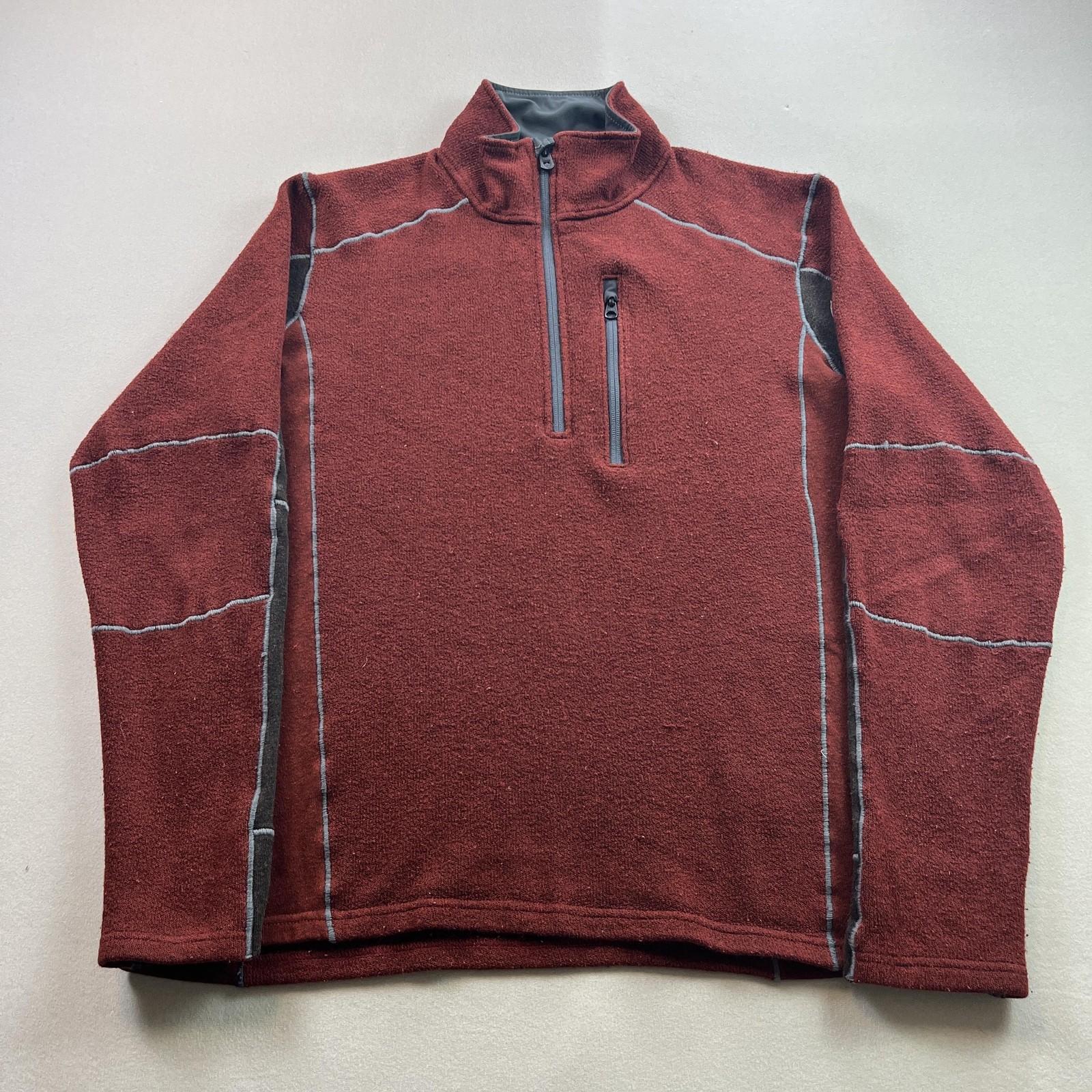 Kuhl Jacket Interceptr Fleece Mens Large Red Knit Sweater 1/4 Zip Hiking Outdoor Kuhl Jacket Interceptr Fleece Mens Large Red Knit Sweater 1/4 Zip Hiking Outdoor