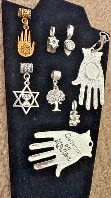 Lot 7 Star of David Jewish Pendants 3, Tree of Life - Hamsa 4, Ready to Wear USA