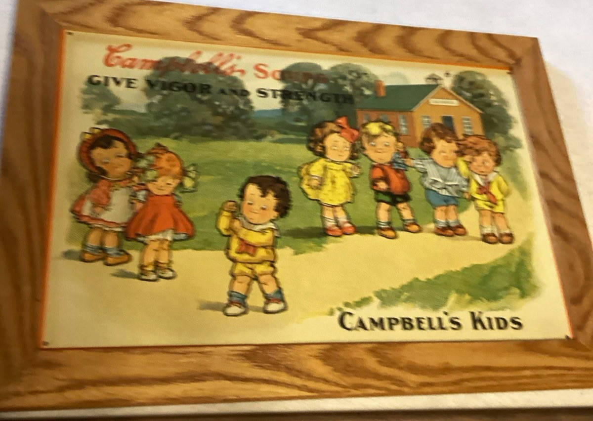 Framed Campbell\'s Kids Soup Advertising Sign \