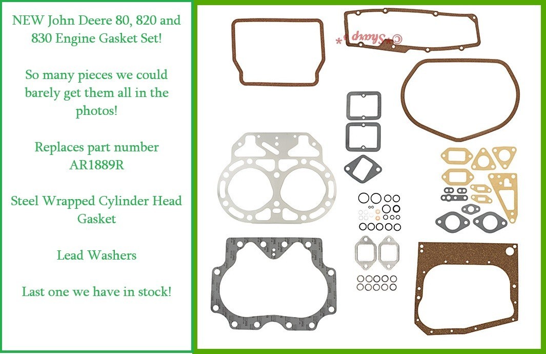 AR1889R * John Deere 80 830 Engine Gasket Set * Lead Washers * Steel Wrapped