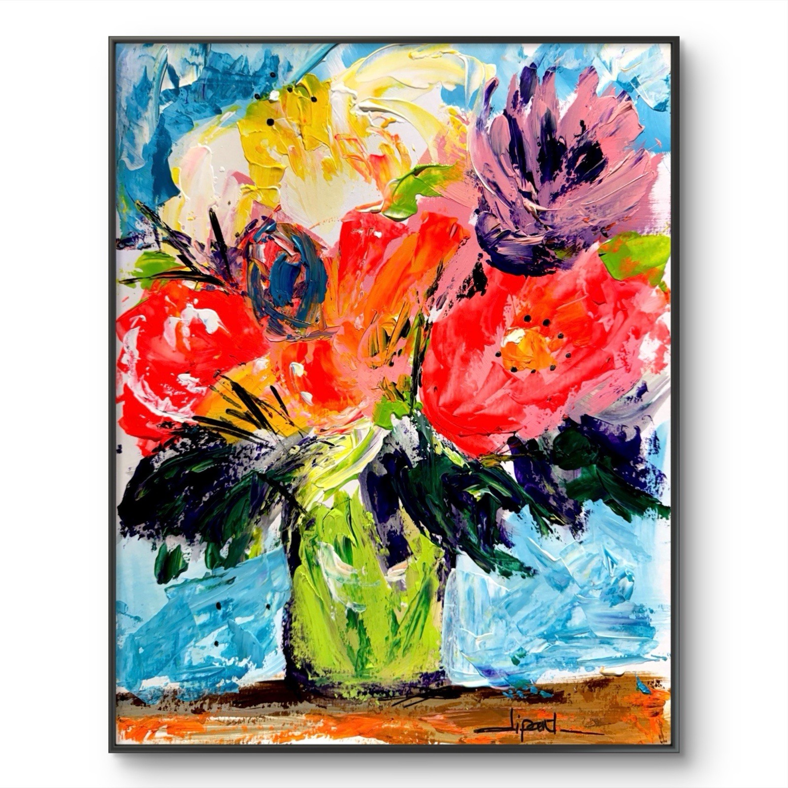 D Pantoja Floral 11x14 Paper Original Artwork Expressionist Modern Collectible