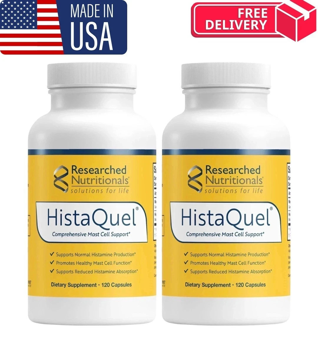 2 Pack HistaQuel Mast Cell & Histamine Support Capsules 120