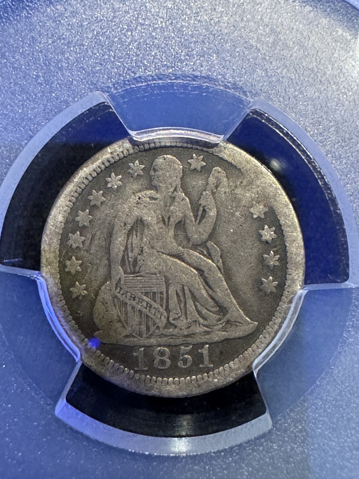 1851-O 10C SEATED LIBERTY DIME PCGS GENUINE VG DETAILS