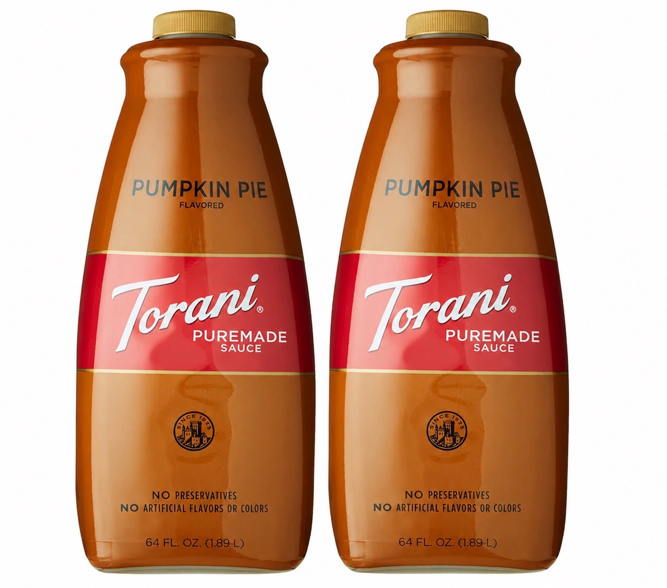 Torani Pumpkin Pie Puremade Sauce 64 oz Pumpkin Pie 2 Pack 128 Oz Total