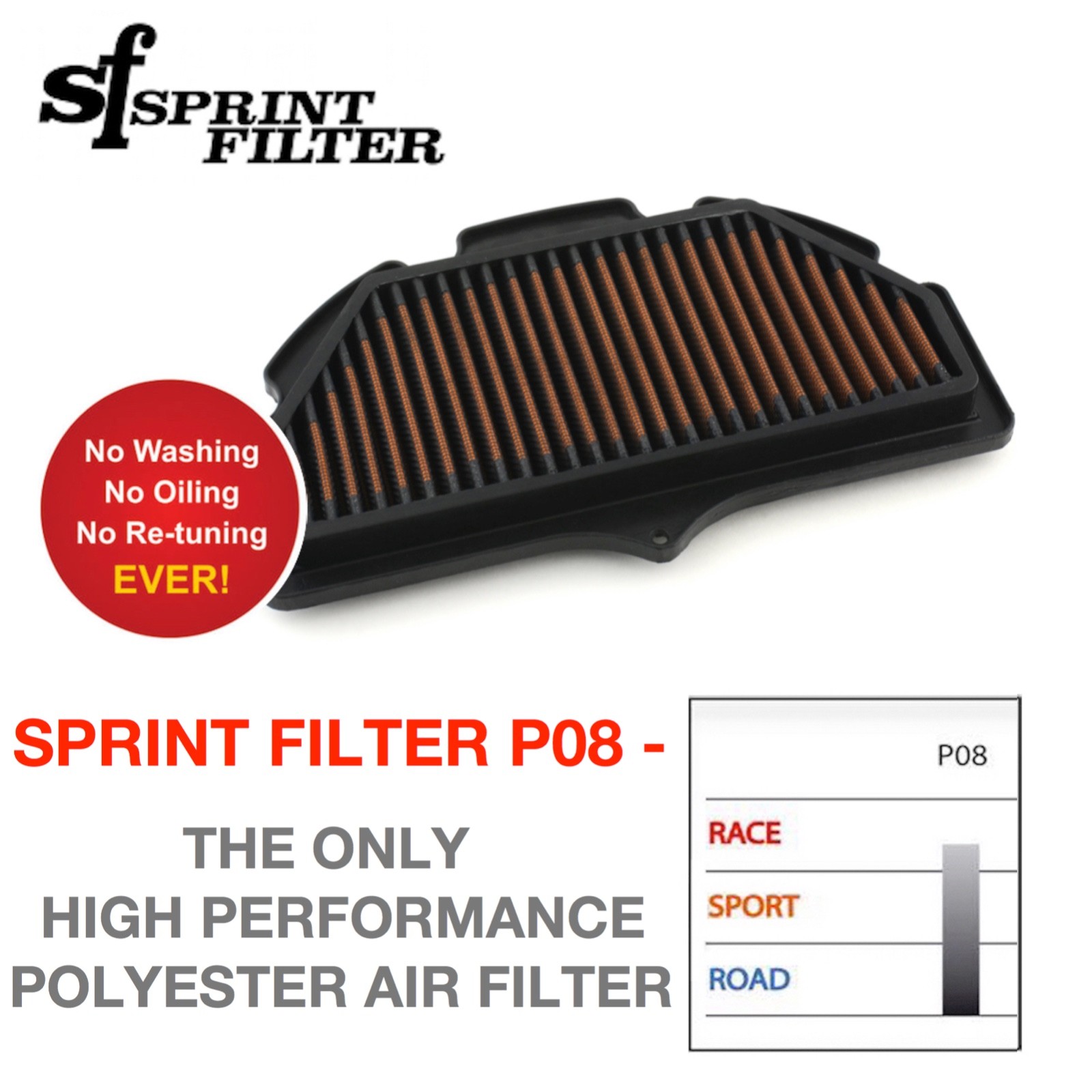 Sprint Air Filter P08 Suzuki GSXR 600 750 PM25S