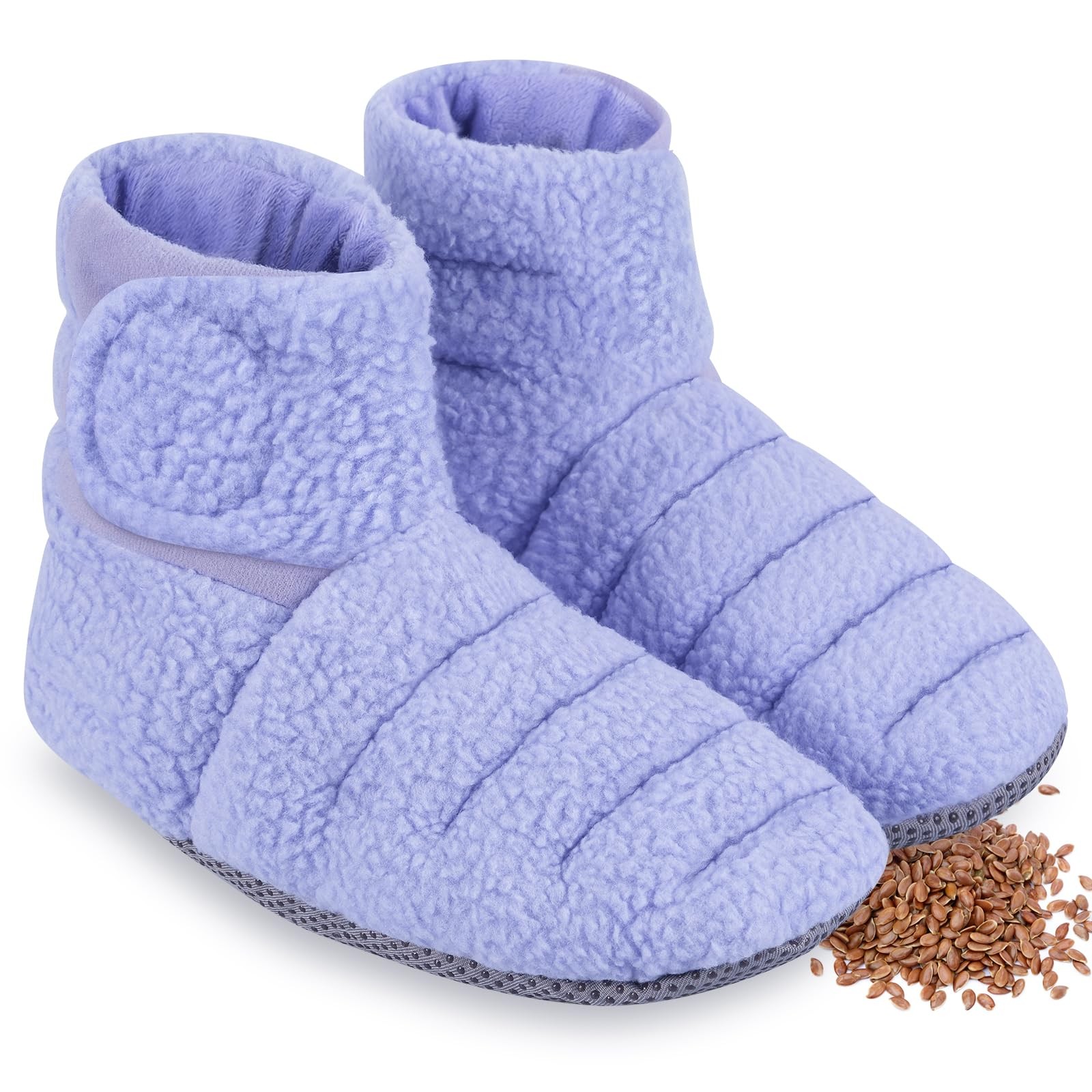 REVIX Microwavable Foot Warmers, Heated Booties, Adjustable Fit, Purple L