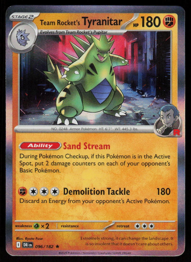 Team Rocket\'s Tyranitar 096/182 Rare Destined Rivals Pokemon Holo Near Mint