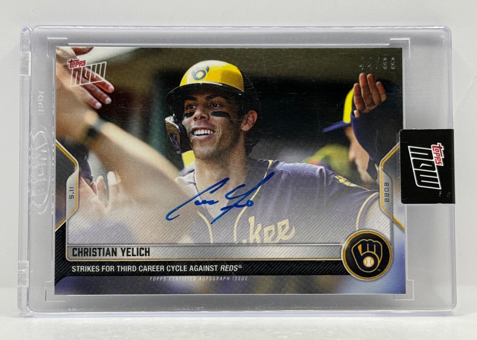 CHRISTIAN YELICH Signed 2023 Topps Now #167A Brewers Autographed 3rd Cycle 44/99
