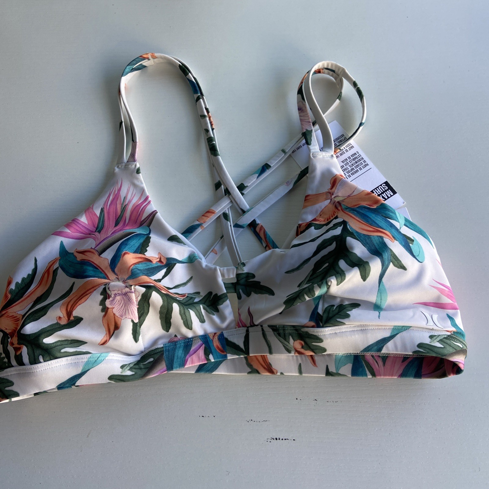 Hurley Women\'s Quick Dry Floral Bralette Compression Surf Bikini Top Size M Hurley Women\'s Quick Dry Floral Bralette Compression Surf Bikini Top Size M