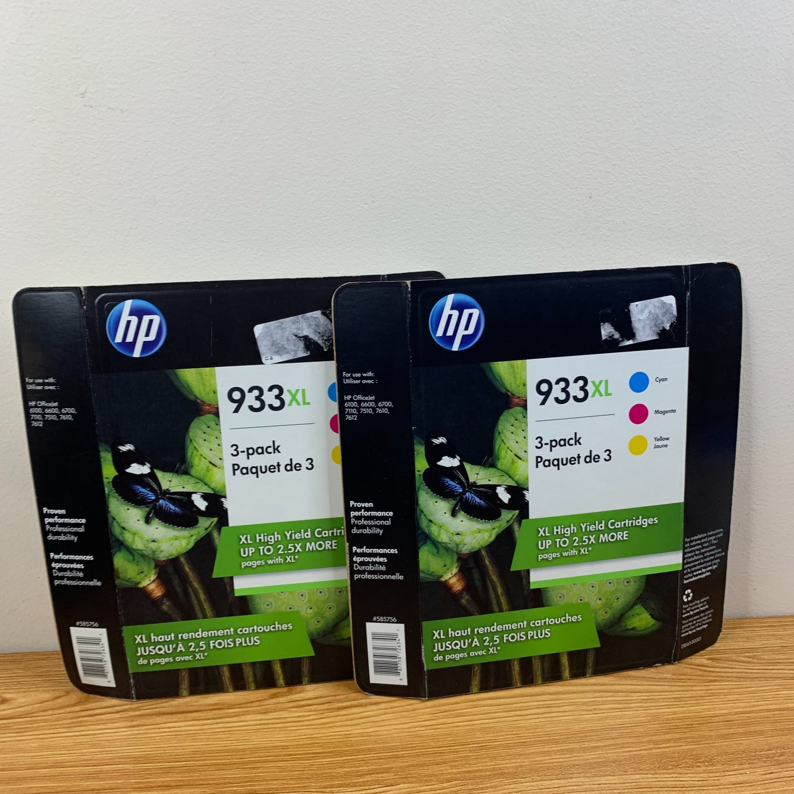 HP 933XL DJ865BN 3 Pack Tri Color Ink Cartridges EXP Lot of 2