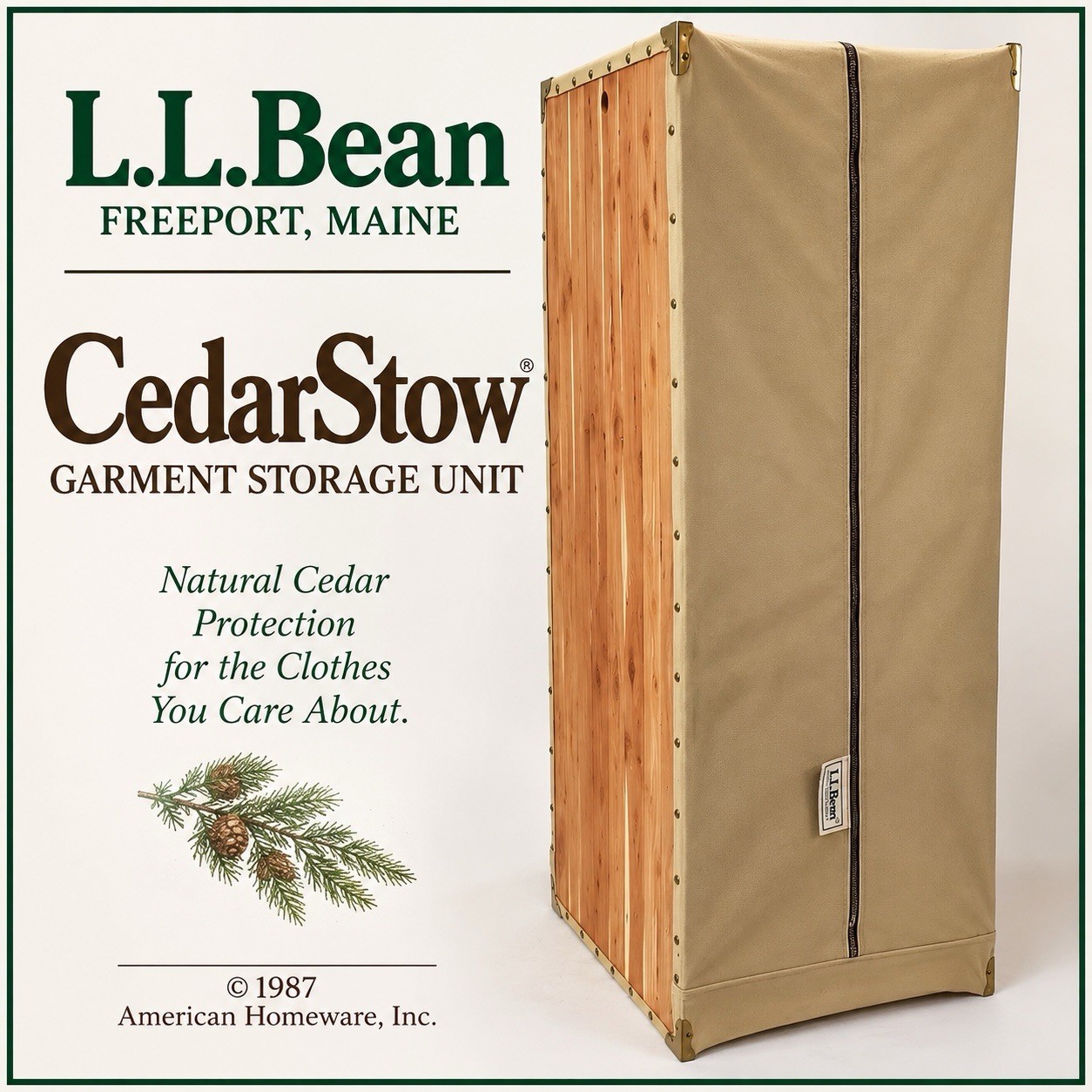 Large VTG L.L. Bean Cedar Canvas Wardrobe Camp Closet 15