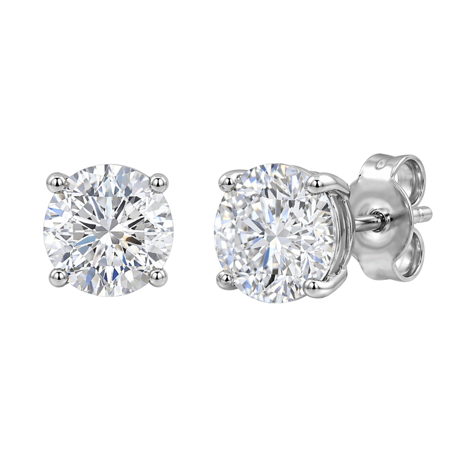 3.00ctw Round Cut F/VS+ Lab Grown Diamond Solitaire Stud Earrings 14K Gold