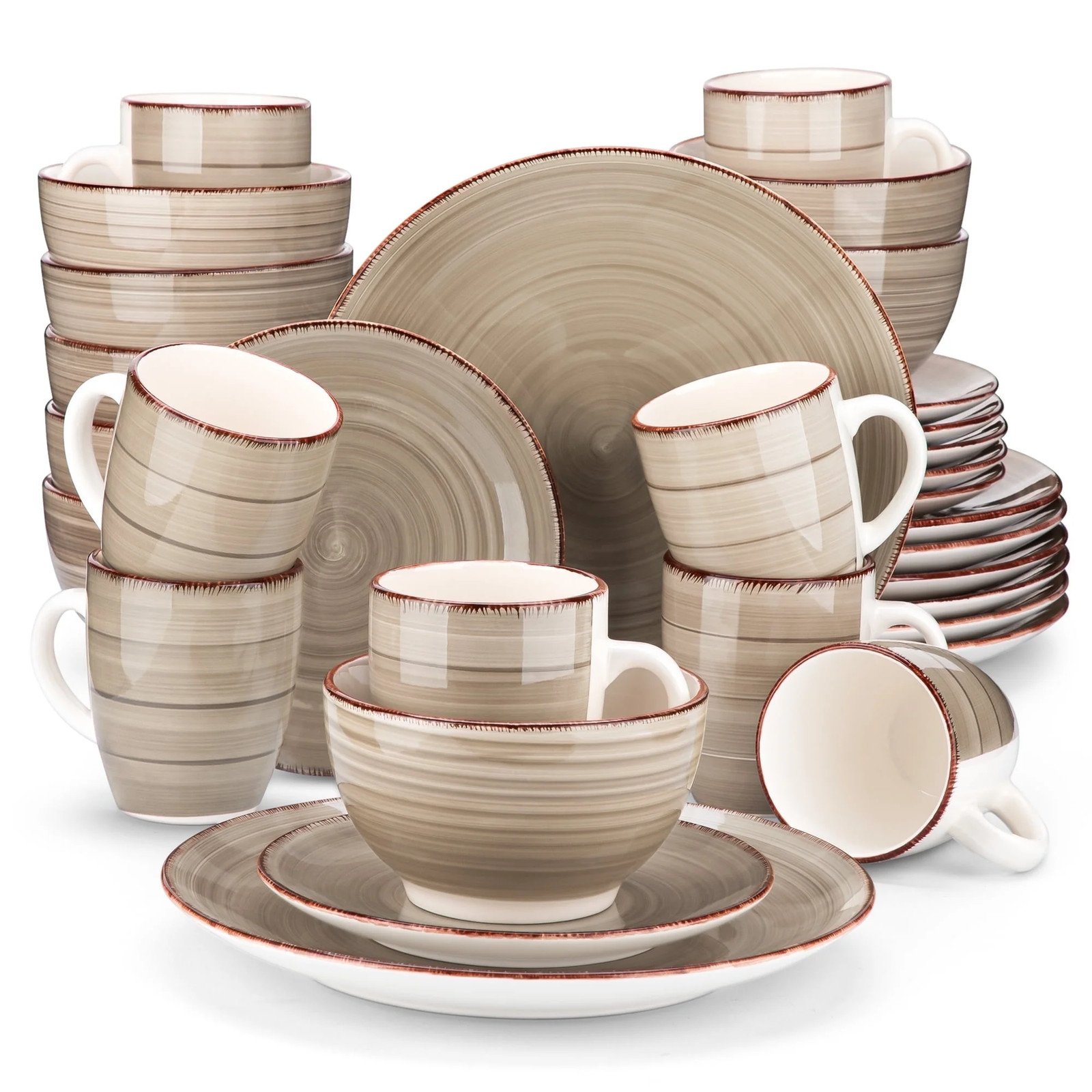 vancasso Series Bella, 32-Piece Stoneware Dinnerware Set, Creme Dinner Set ,