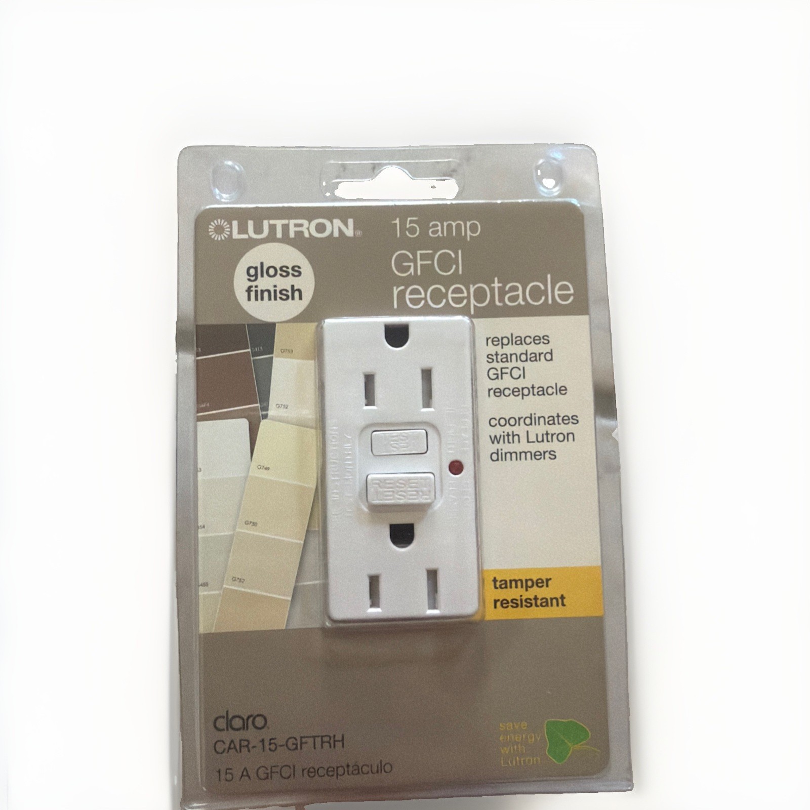 NEW Lutron Claro 15A GFCI Receptacle Tamper Resistant White Gloss CAR-15-GFTRH
