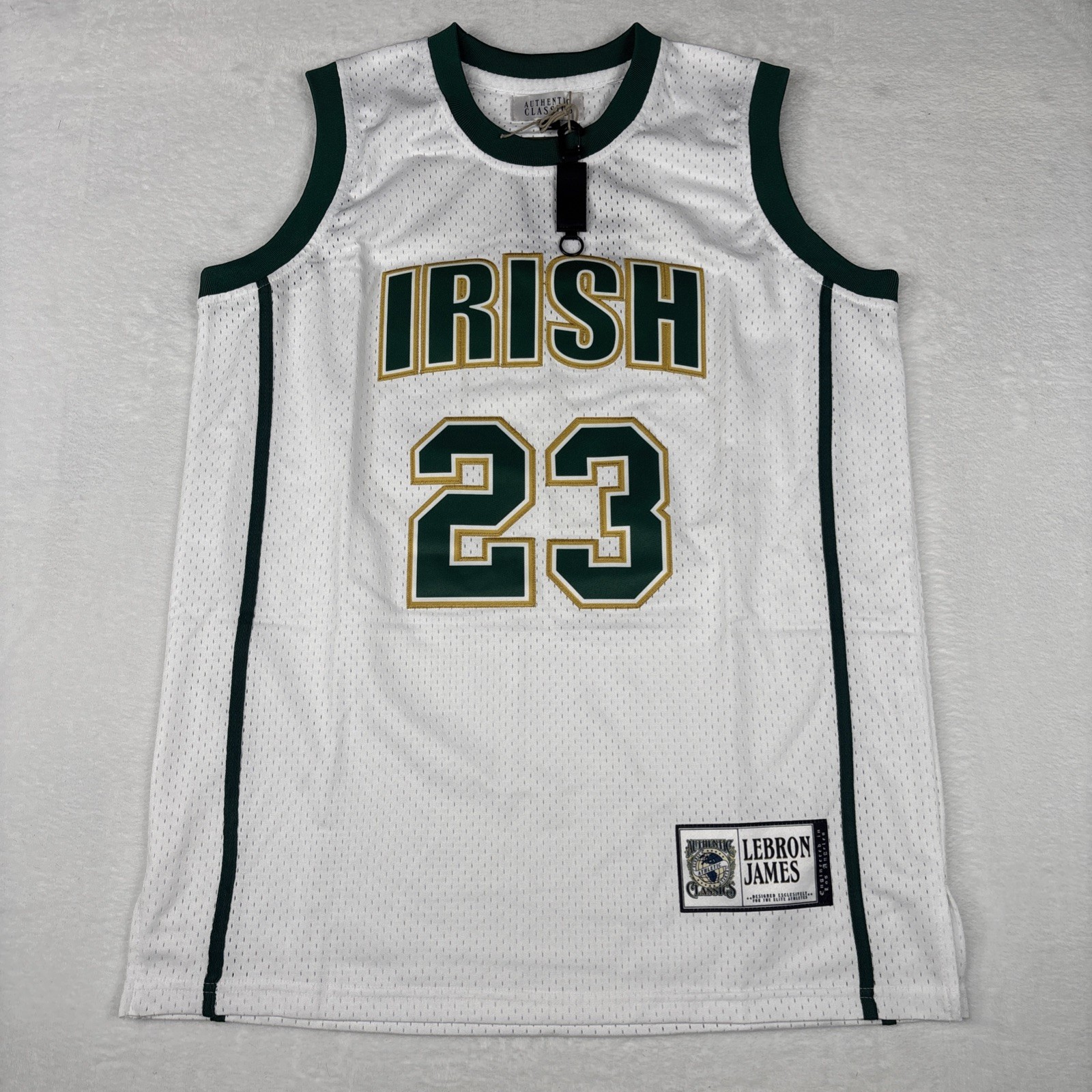NWT Headgear Classics Lebron James St Vincent St Mary Irish HS White Jersey Lg