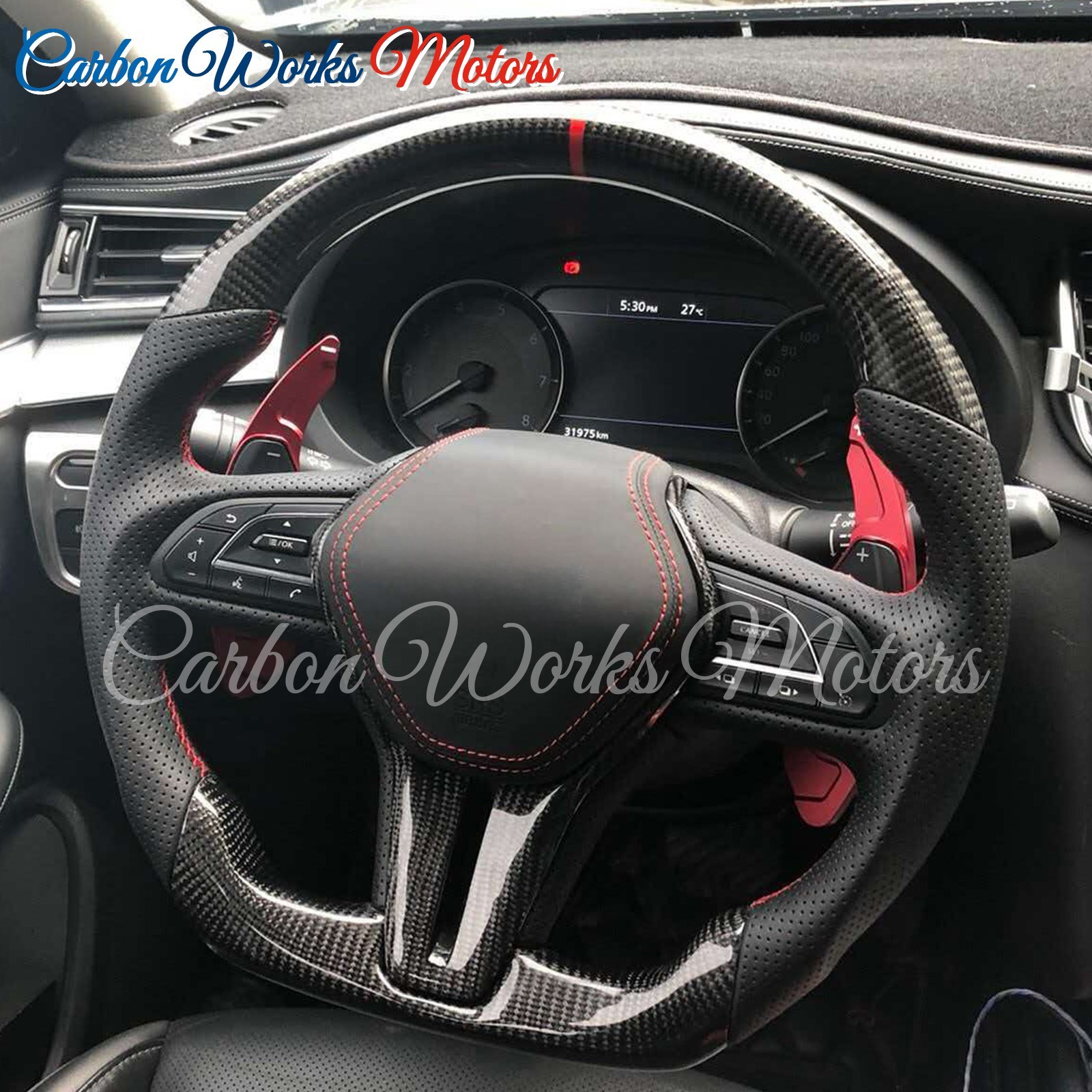 Heated 3k Carbon Fiber Steering Wheel For INFINITI Q50 19-24 Q60 14-22 W/CF Trim