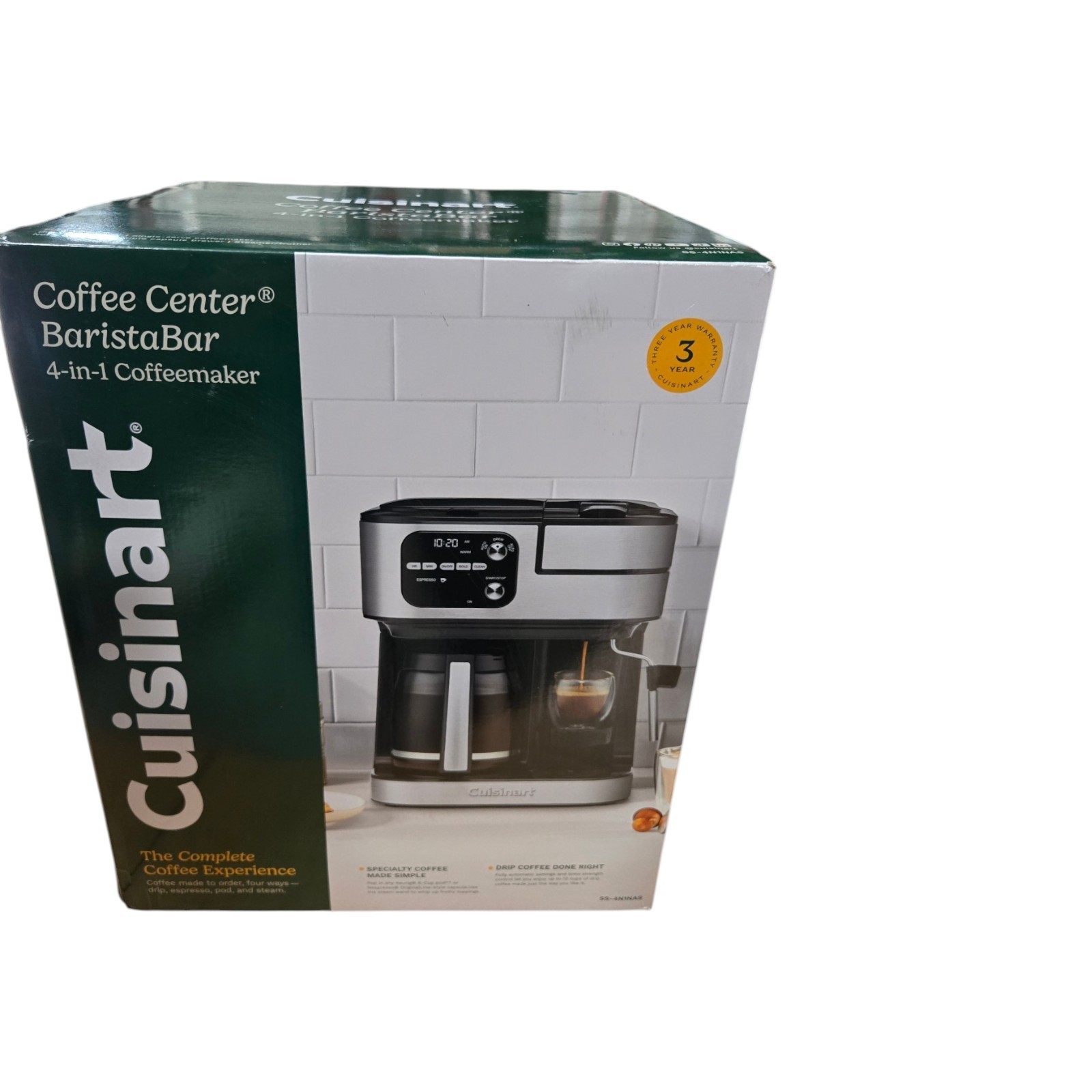 NEW Cuisinart Coffee Center Barista Bar 4-in-1 Coffeemaker SS-4N1NAS Black