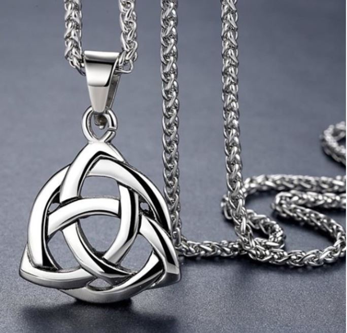 New Irish Celtic Triquetra Trinity Knot Pendant Necklace Alloy Steel Set New Irish Celtic Triquetra Trinity Knot Pendant Necklace Alloy Steel Set