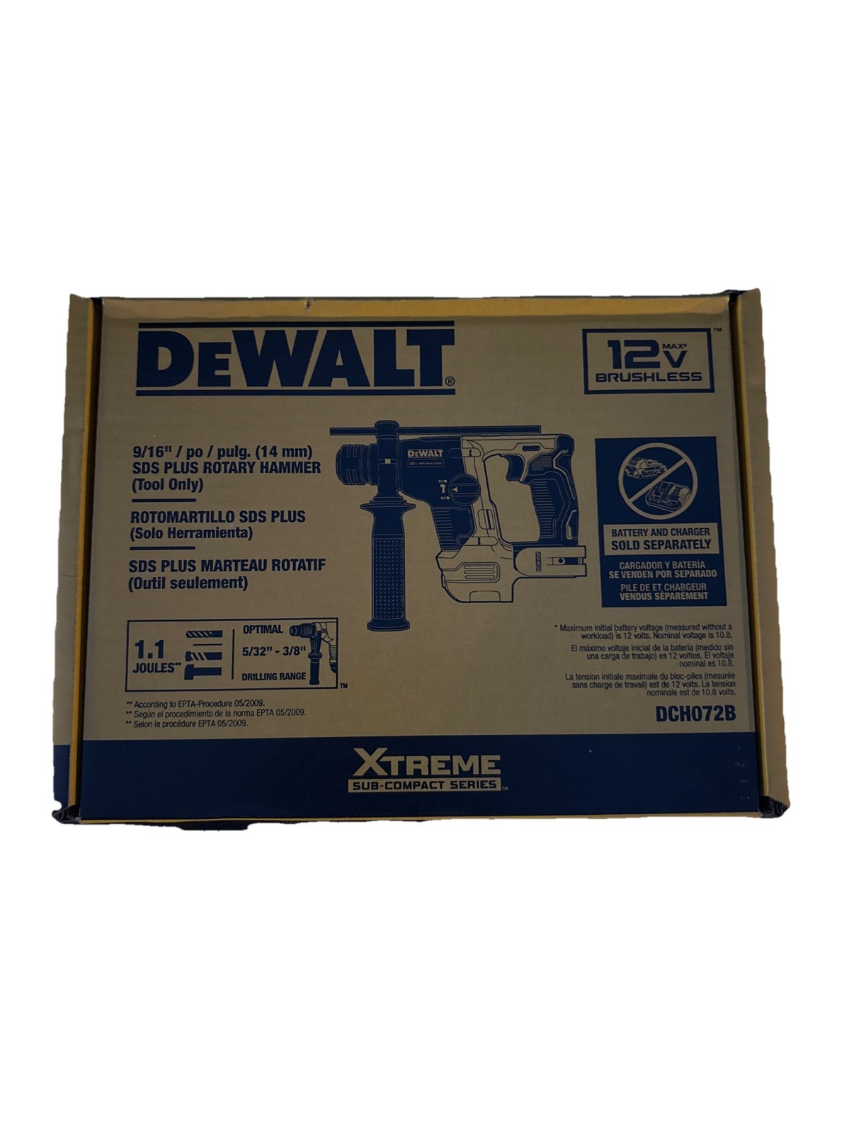 DeWalt DCH072B 9/16” / po / Pulg SDS Plus Brushless Rotary Hammer TOOL ONLY DeWalt DCH072B 9/16” / po / Pulg SDS Plus Brushless Rotary Hammer TOOL ONLY